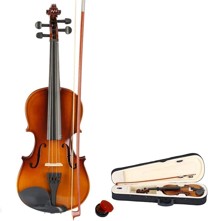 Kcelarec Acoustic Violin, Solid Wood Fiddle with Bow Case Rosin, Stringed Musical Instrument Violin for Beginner (3/4, Natural) - Image 1